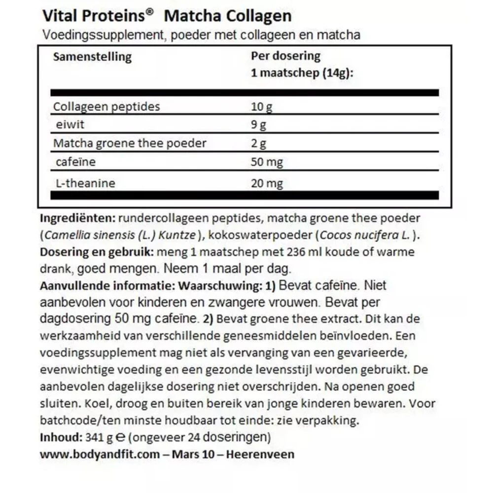 3x Vital Proteins Matcha Collageen 6 3x Vital Proteins Matcha Collageen - Afbeelding 4