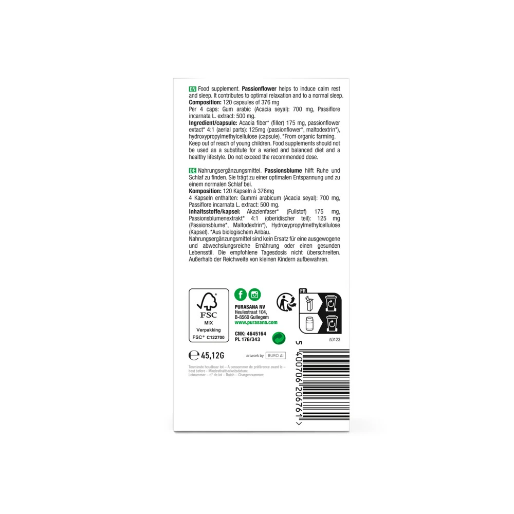 Purasana Passiebloem Extract 125 Mg 5 Purasana Passiebloem Extract 125 Mg - Afbeelding 3
