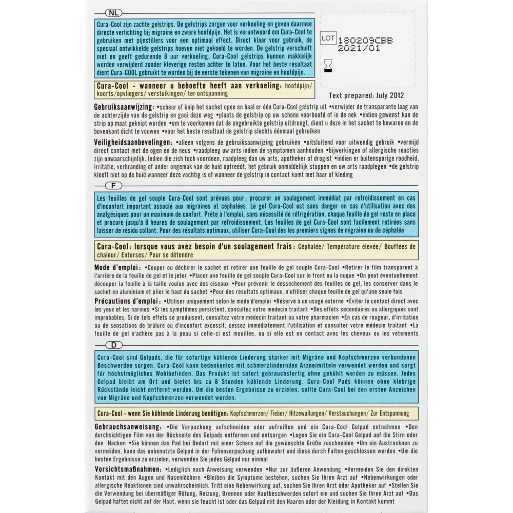 3x Be Cool Cura-cool Migraine Strips 4 3x Be Cool Cura-cool Migraine Strips - Afbeelding 2